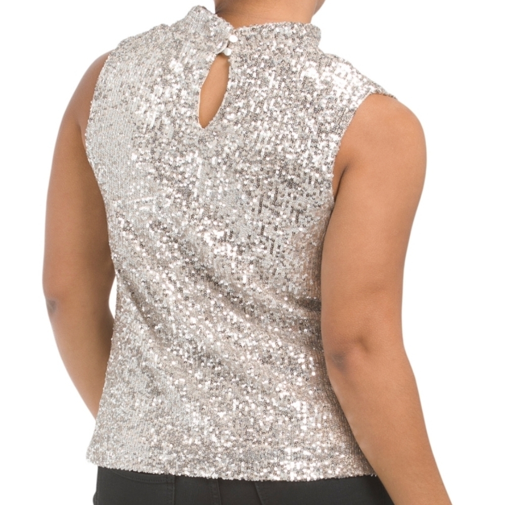 Cable and Gauge Draped Sequin Sleeveless Top - Picture 3 of 8